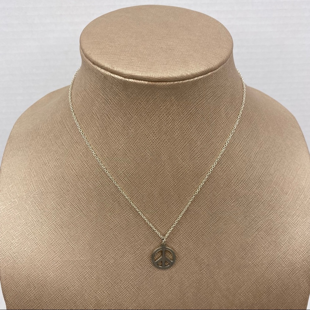 Sterling Silver Peace Sign Pendant Necklace